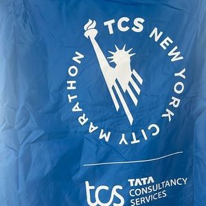 NYRR New York City Marathon Blue Poncho with white text